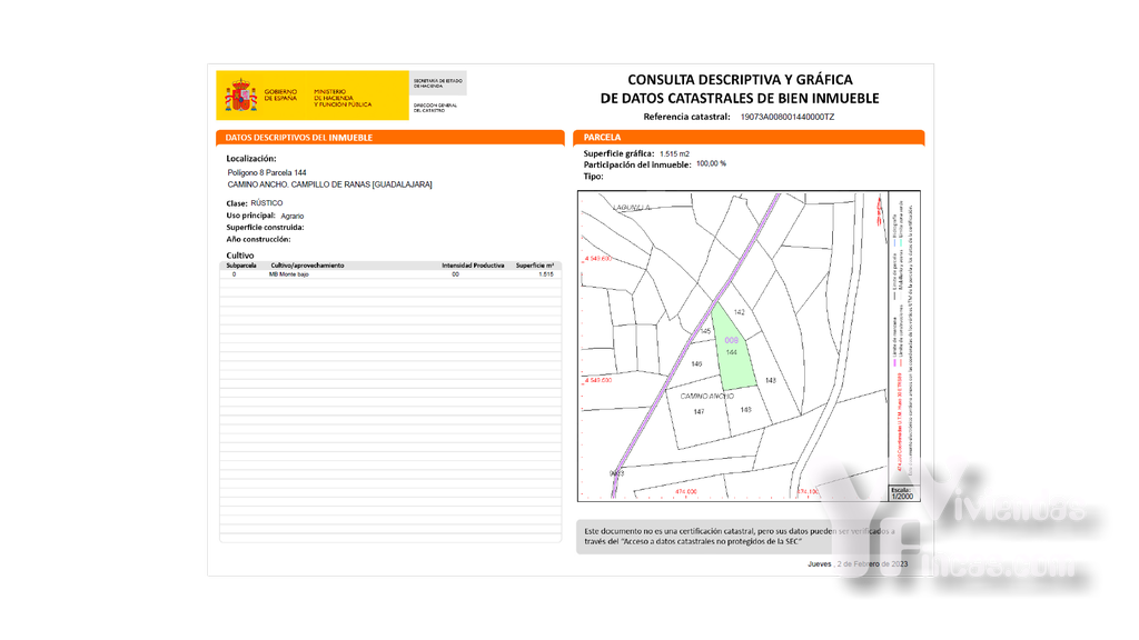 Ref.- 23001 Terreno rústico en venta, Campillo de Ranas