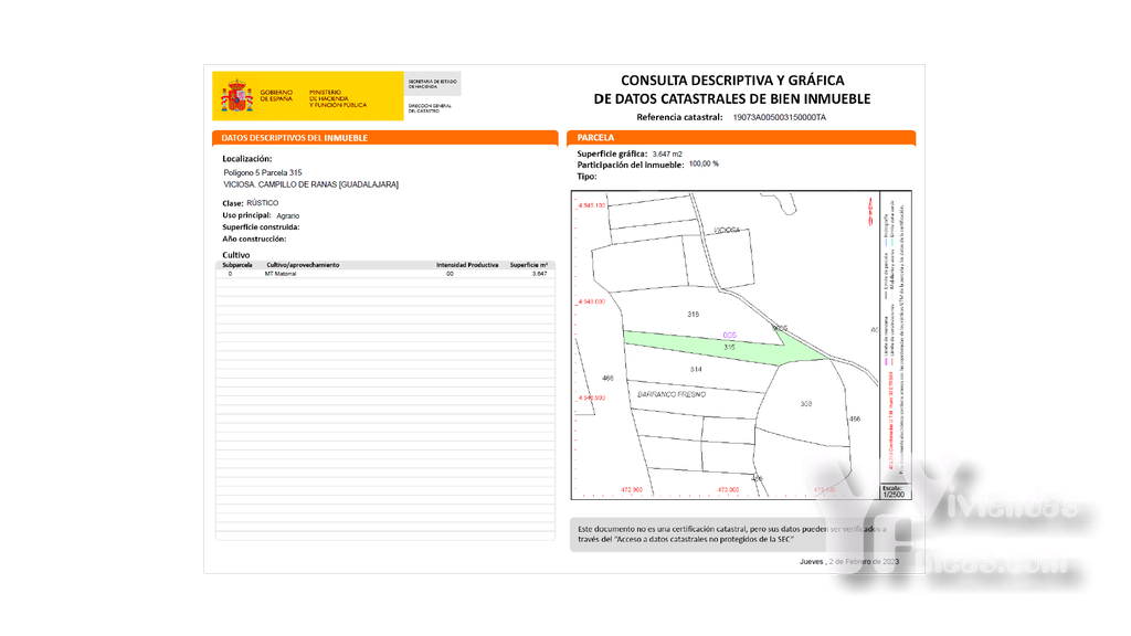 Ref.- 23002 Terreno rústico en venta, Campillo de Ranas